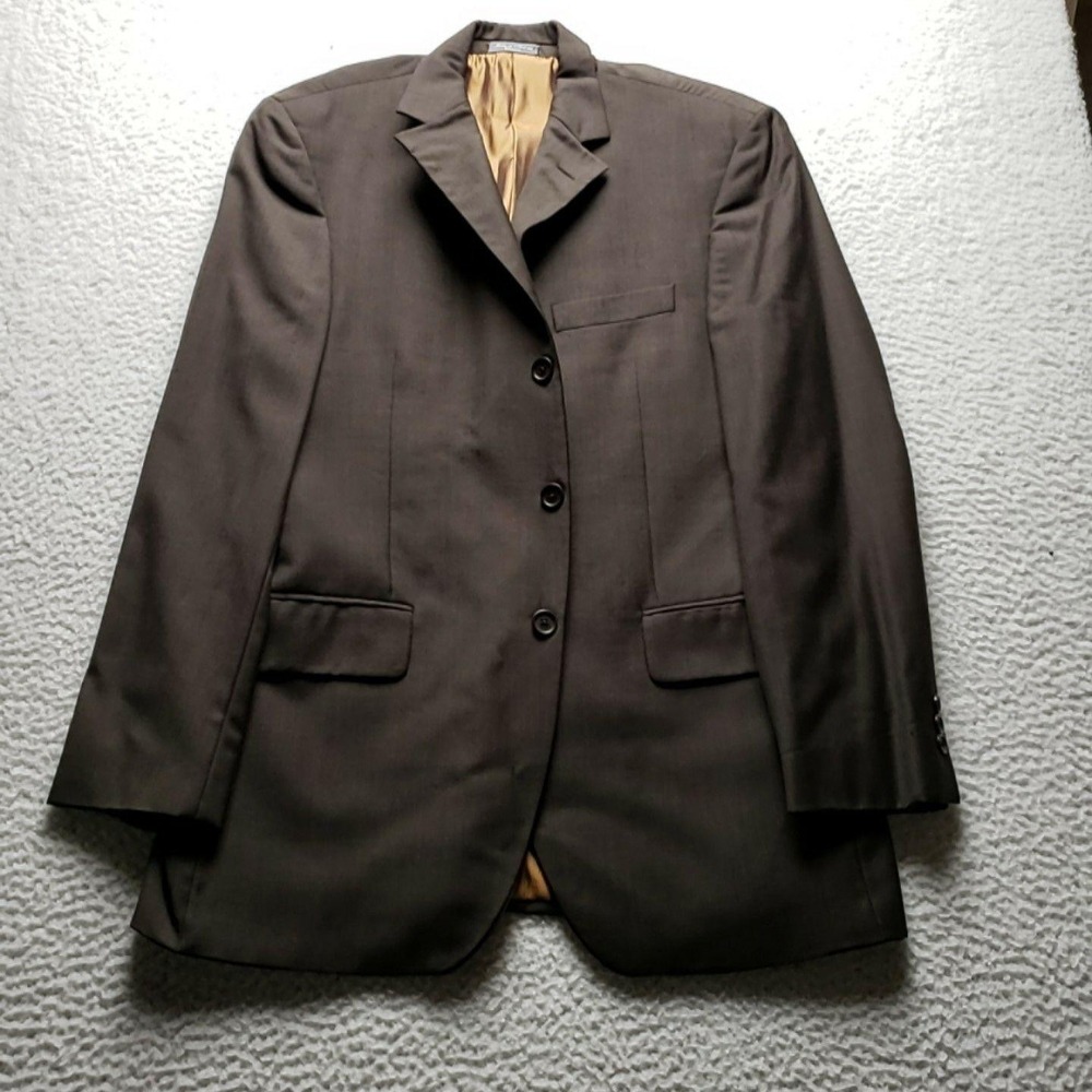 Bachrach Suit Jacket Mens 46 Brown Solid Notch Lapel Lined Canada Dress Business